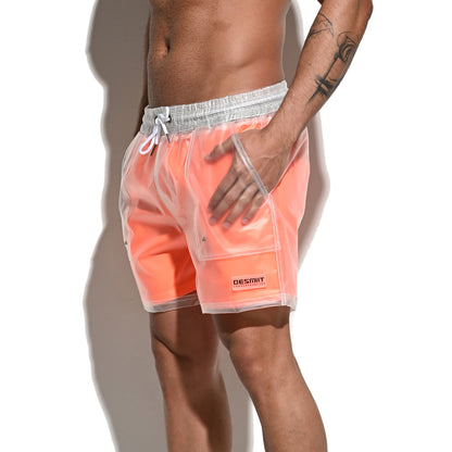 DESMIIT Men's Waterproof Double Layer Loose Board Shorts Fashion Rain Shorts for vacation  B3111