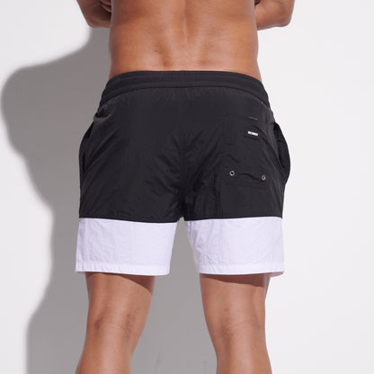 DESMIIT Men's Two‑Tone Modern Short‑Fit Moisture‑Wicking Drawstring Swim Board Shorts , Breathable Summer Beach Trunks Everyday B3344