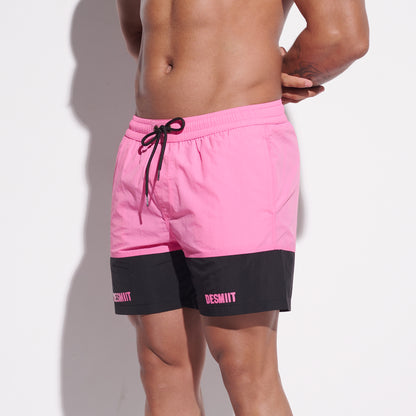 DESMIIT Men's Two‑Tone Modern Short‑Fit Moisture‑Wicking Drawstring Swim Board Shorts , Breathable Summer Beach Trunks Everyday B3344