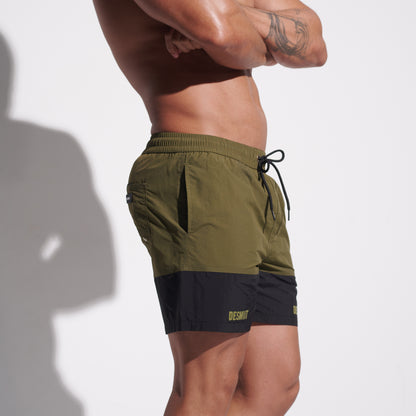 DESMIIT Men's Two‑Tone Modern Short‑Fit Moisture‑Wicking Drawstring Swim Board Shorts , Breathable Summer Beach Trunks Everyday B3344