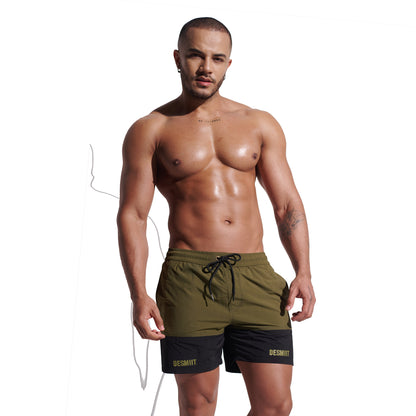 DESMIIT Men's Two‑Tone Modern Short‑Fit Moisture‑Wicking Drawstring Swim Board Shorts , Breathable Summer Beach Trunks Everyday B3344