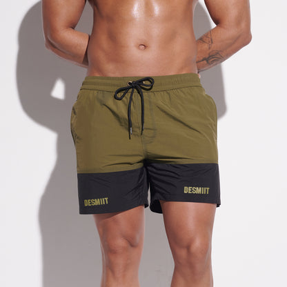 DESMIIT Men's Two‑Tone Modern Short‑Fit Moisture‑Wicking Drawstring Swim Board Shorts , Breathable Summer Beach Trunks Everyday B3344