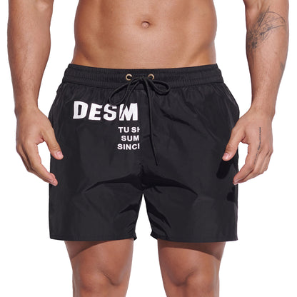 DESMIIT Men's Modern Short‑Fit Drawstring Swim Board Shorts with Pockets, Breathable Summer Beach Trunks for Aerobics Everyday GYM shorts B3346