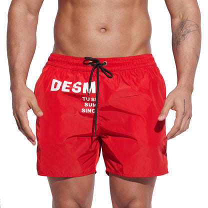 DESMIIT Men's Modern Short‑Fit Drawstring Swim Board Shorts with Pockets, Breathable Summer Beach Trunks for Aerobics Everyday GYM shorts B3346