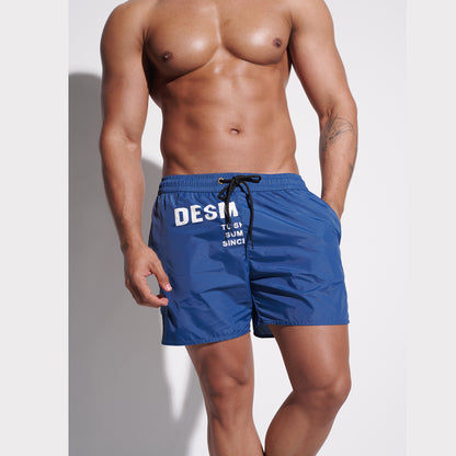 DESMIIT Men's Modern Short‑Fit Drawstring Swim Board Shorts with Pockets, Breathable Summer Beach Trunks for Aerobics Everyday GYM shorts B3346