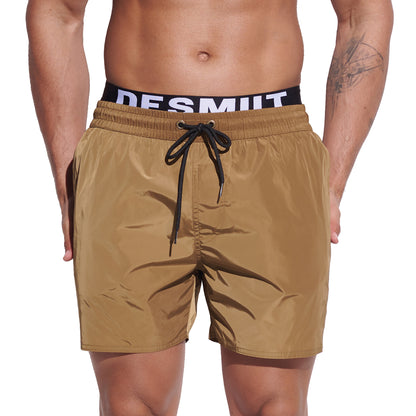 DESMIIT Men's Fake Two‑Piece Swim Board Shorts, Pickle Green, Structured Fabric Quick‑Dry Breathable Beach Shorts B3347