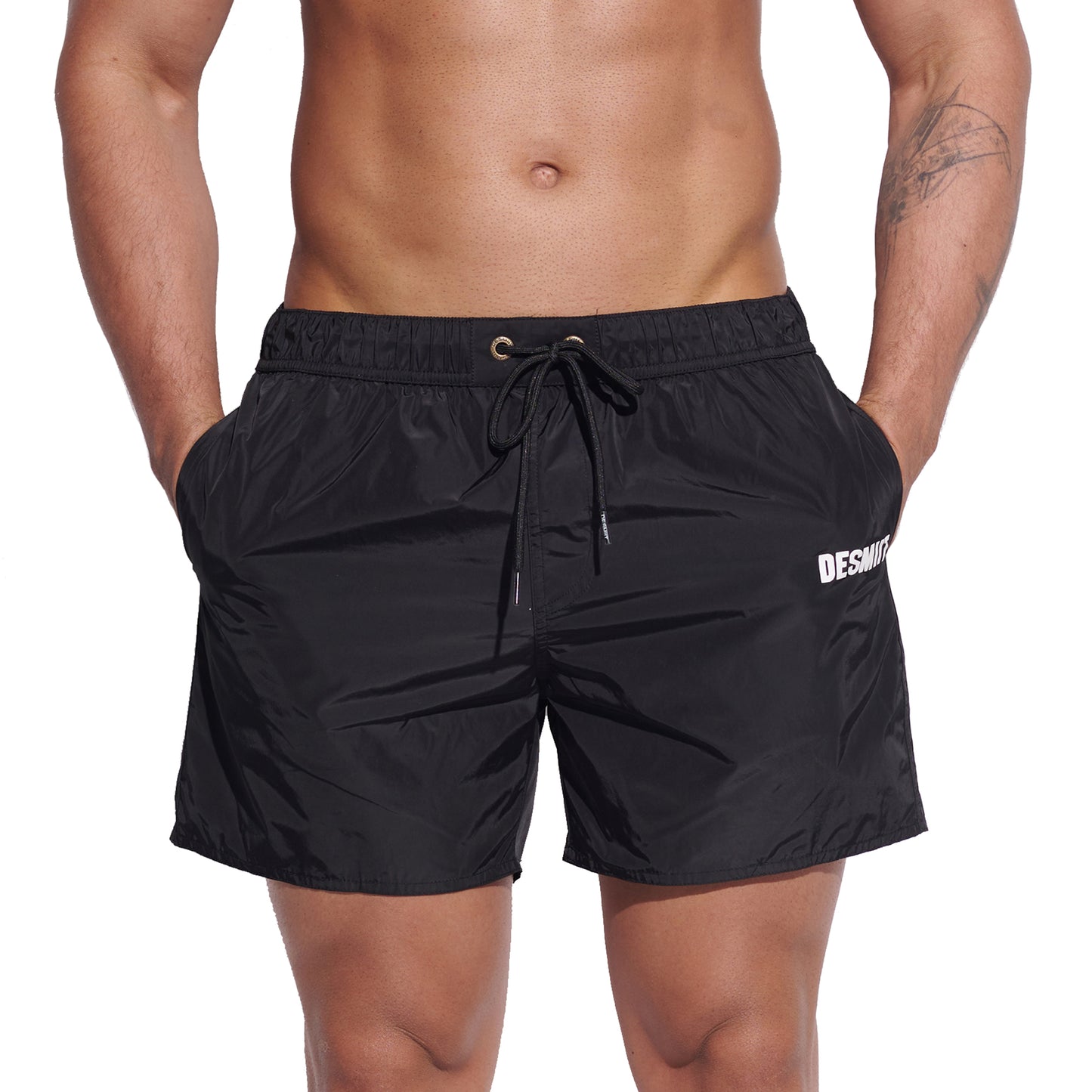 DESMIIT Men's Solid Basic Short‑Fit Swim Board Shorts, Breathable Summer Beach Gym Trunks B3348