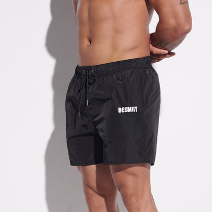 DESMIIT Men's Solid Basic Short‑Fit Swim Board Shorts, Breathable Summer Beach Gym Trunks B3348