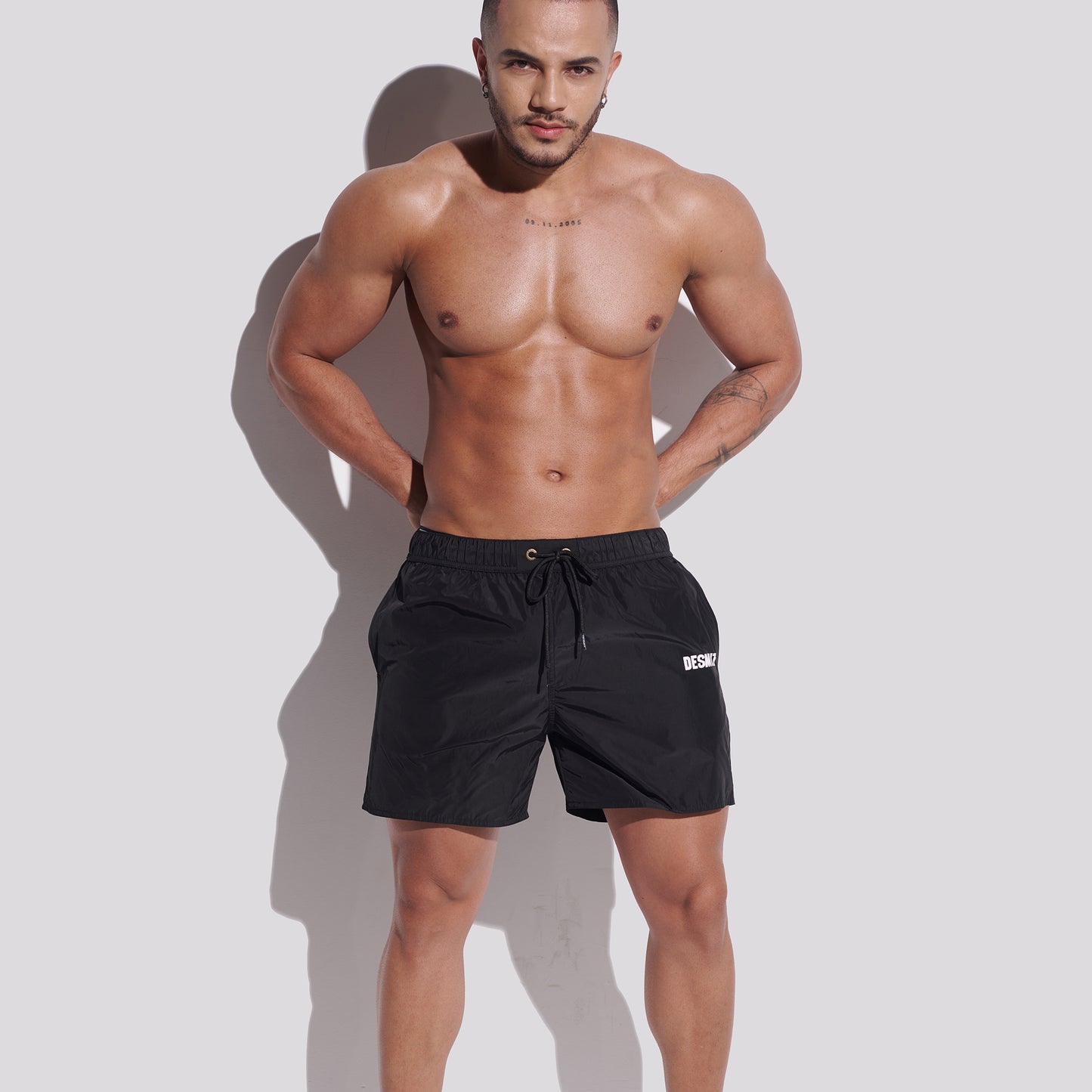 DESMIIT Men's Solid Basic Short‑Fit Swim Board Shorts, Breathable Summer Beach Gym Trunks B3348