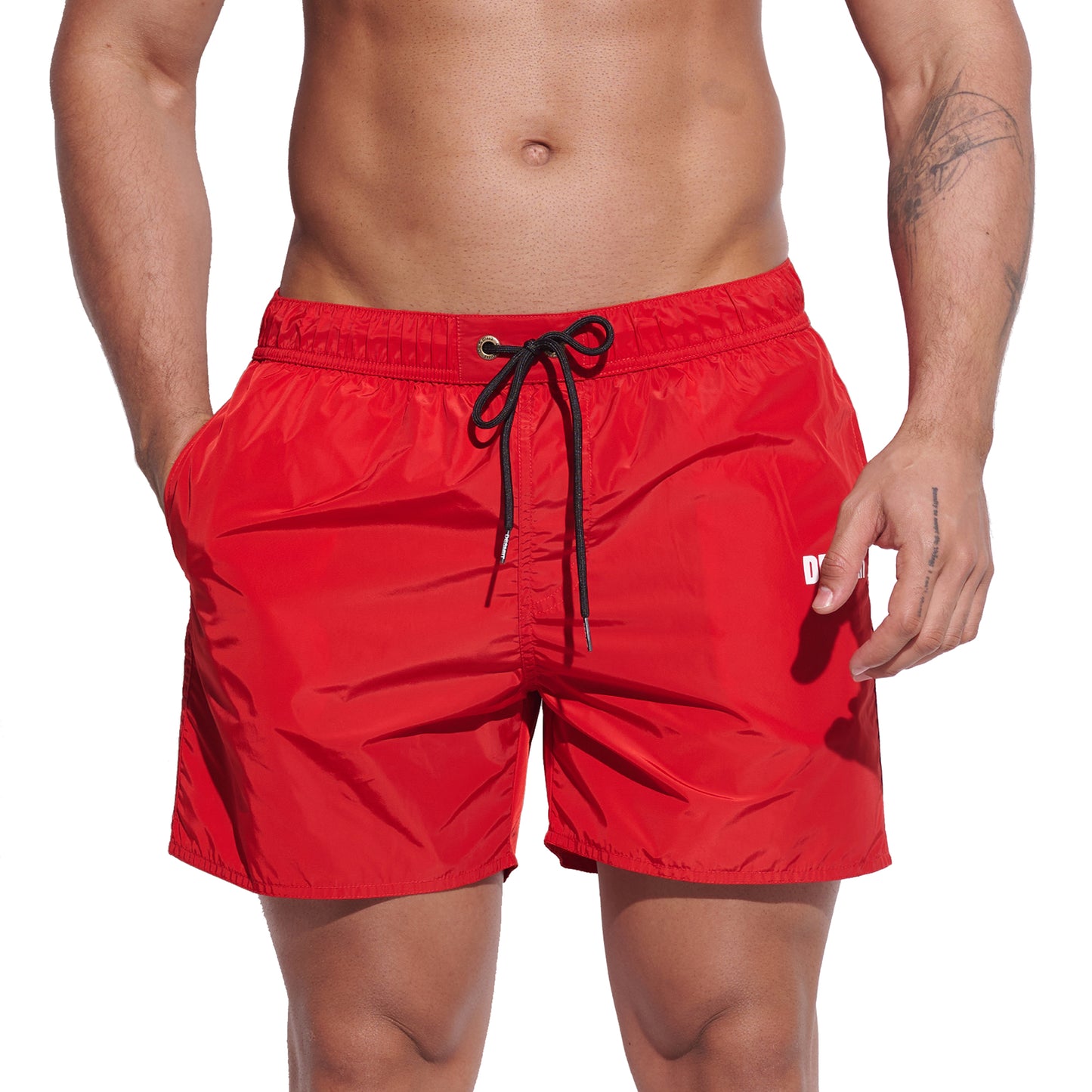 DESMIIT Men's Solid Basic Short‑Fit Swim Board Shorts, Breathable Summer Beach Gym Trunks B3348