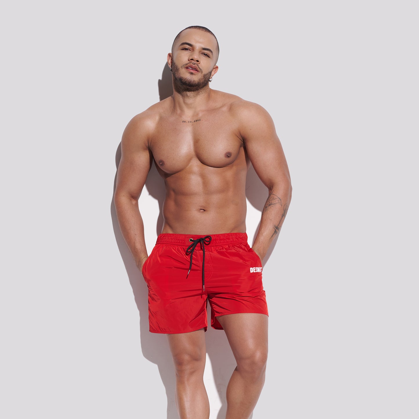 DESMIIT Men's Solid Basic Short‑Fit Swim Board Shorts, Breathable Summer Beach Gym Trunks B3348