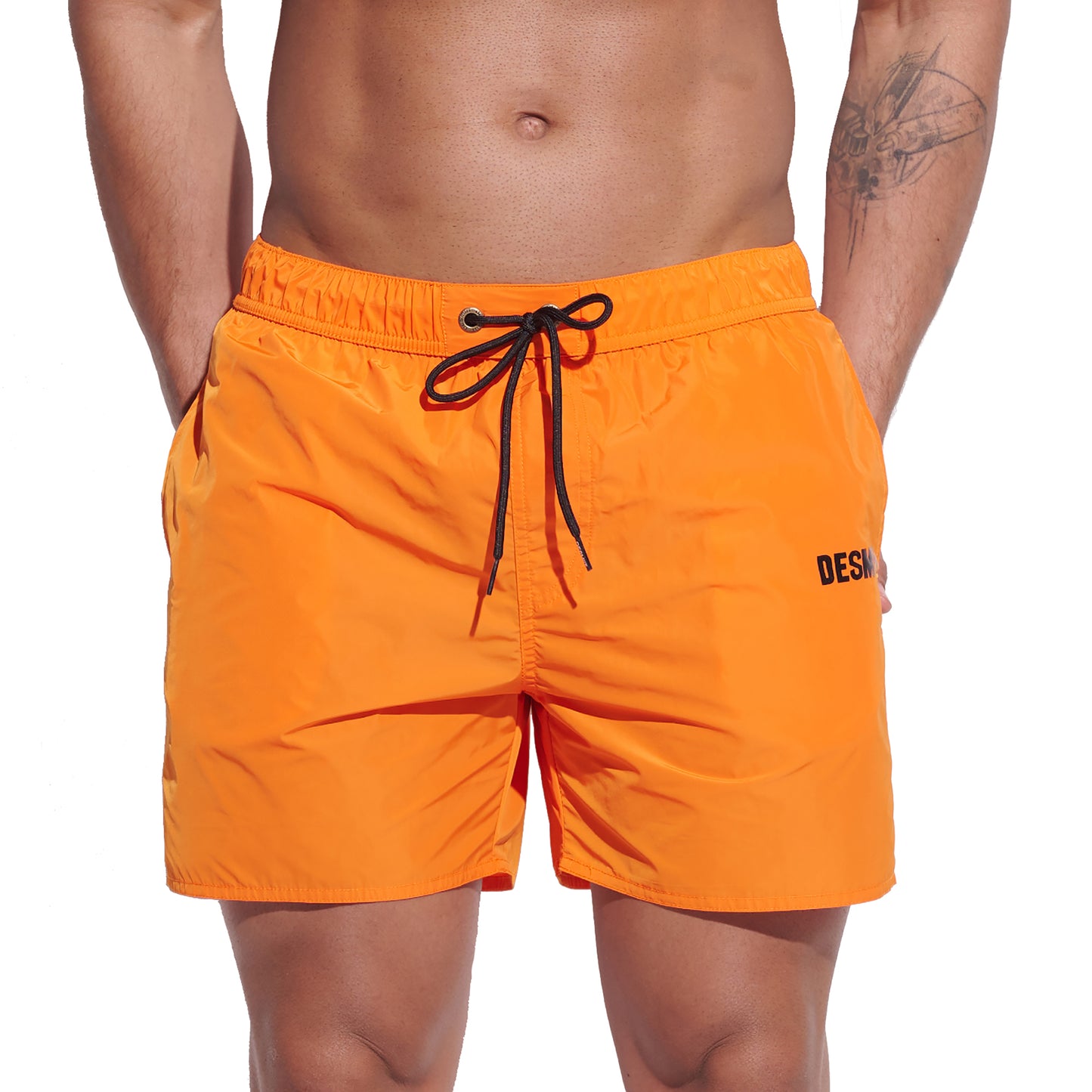 DESMIIT Men's Solid Basic Short‑Fit Swim Board Shorts, Breathable Summer Beach Gym Trunks B3348