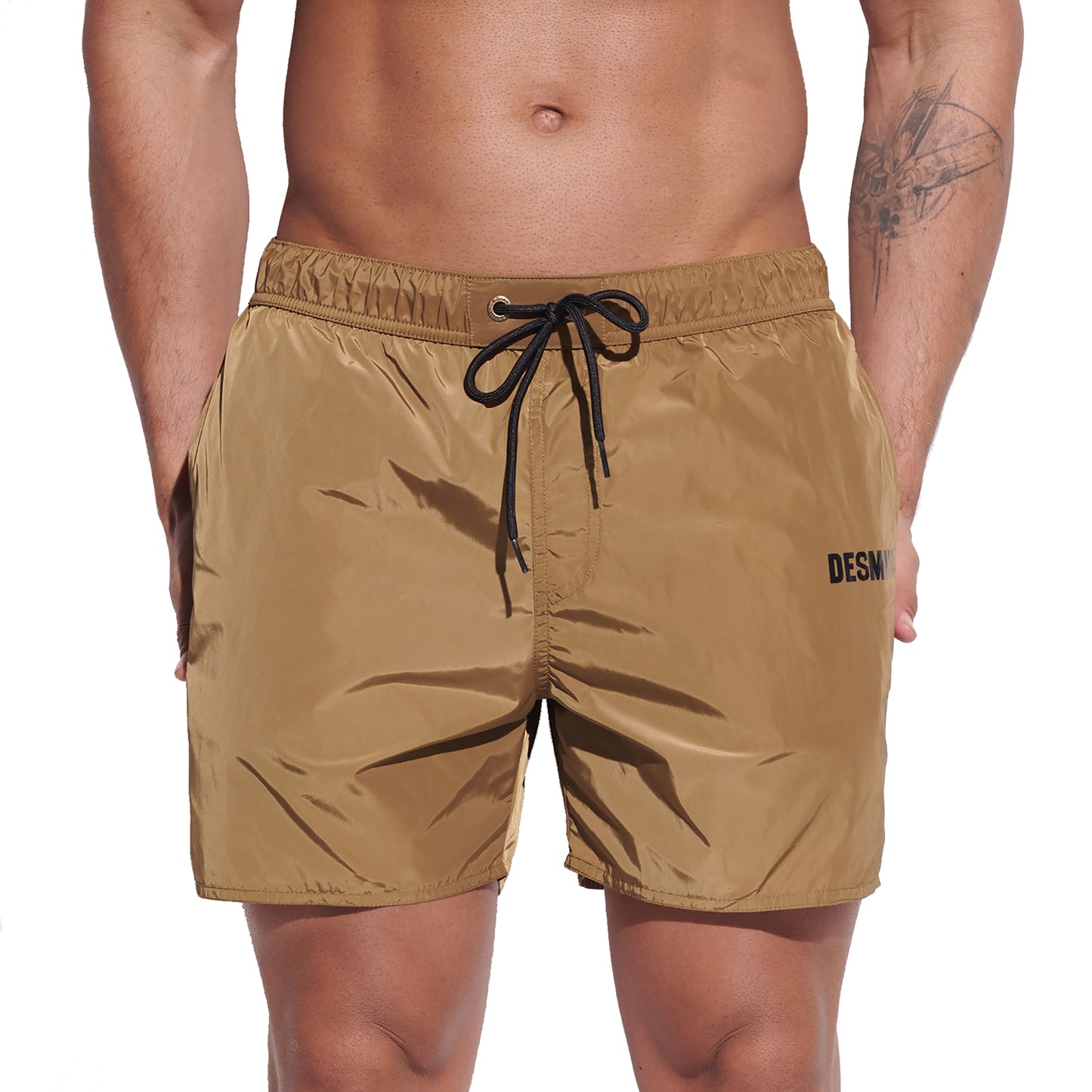 DESMIIT Men's Solid Basic Short‑Fit Swim Board Shorts, Breathable Summer Beach Gym Trunks B3348