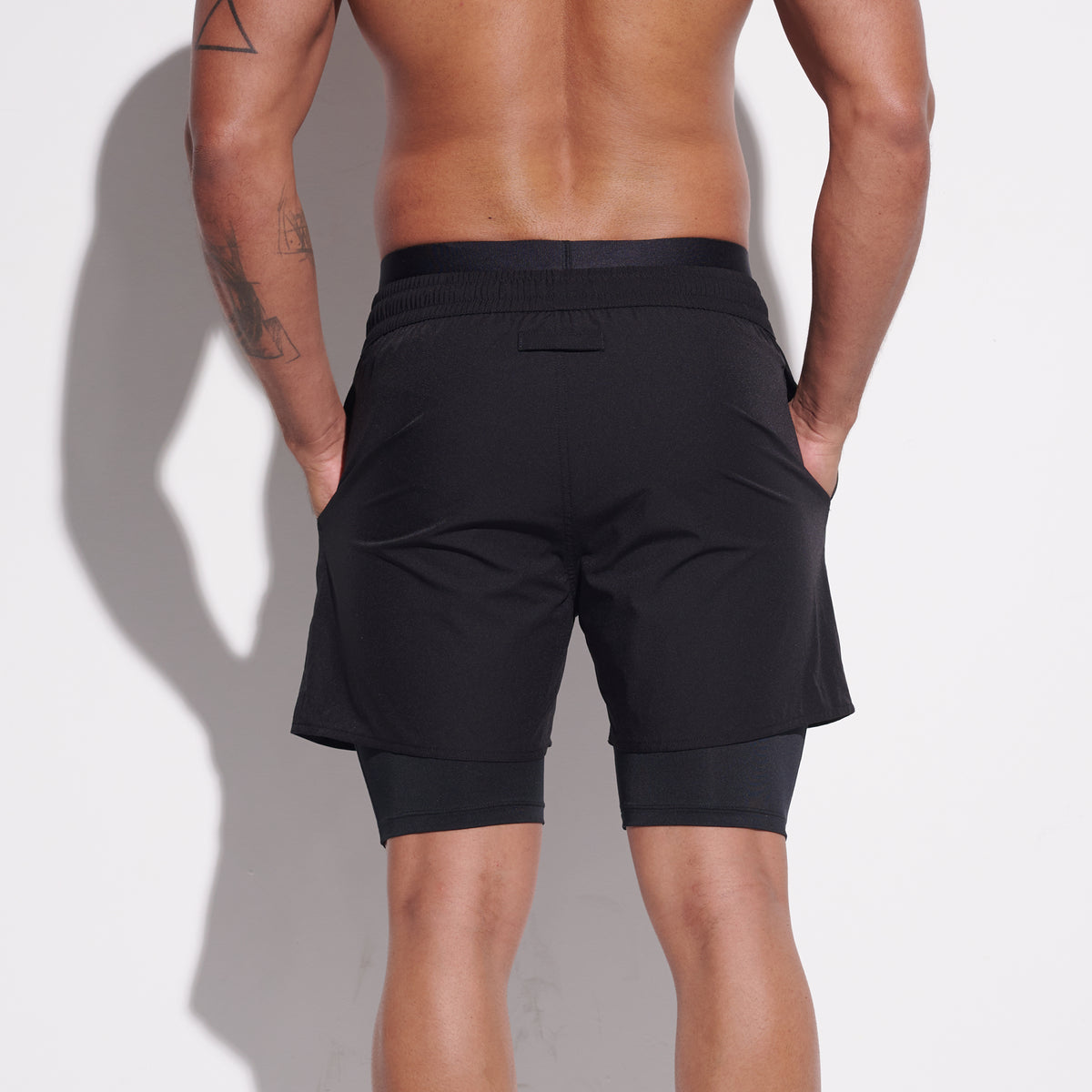DESMIIT Men's Quick‑Dry 4‑Way Stretch Multi‑Functional Swim Shorts with Tight Long Inner Lining for Daily Wear Gym Aerobics B3358