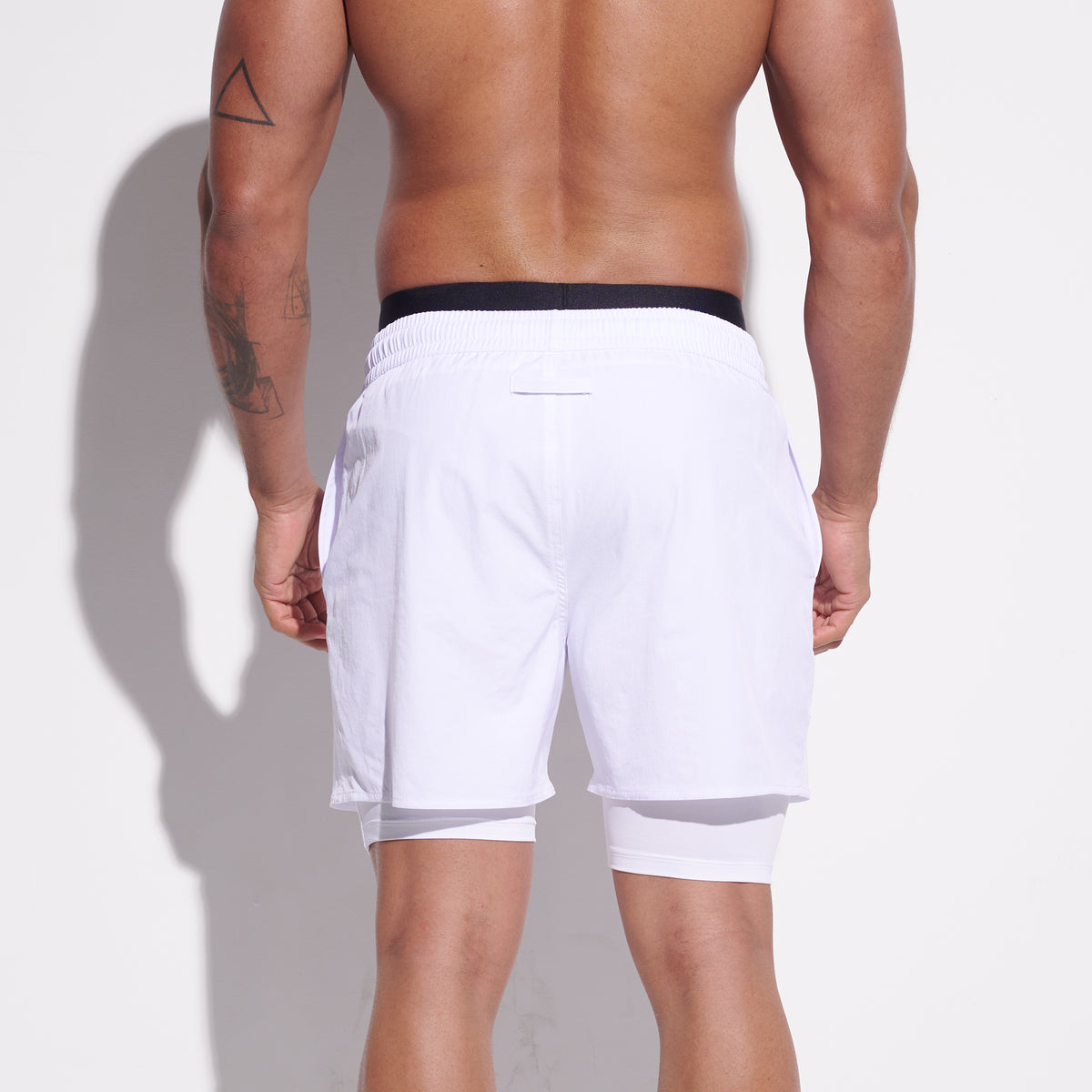 DESMIIT Men's Quick‑Dry 4‑Way Stretch Multi‑Functional Swim Shorts with Tight Long Inner Lining for Daily Wear Gym Aerobics B3358