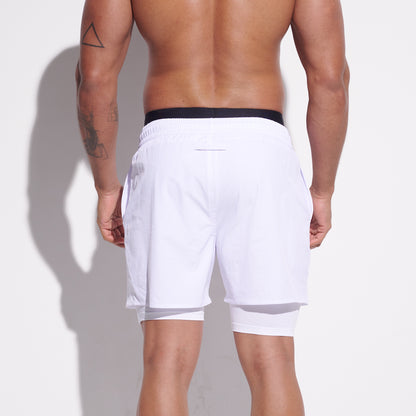 DESMIIT Men's Quick‑Dry 4‑Way Stretch Multi‑Functional Swim Shorts with Tight Long Inner Lining for Daily Wear Gym Aerobics B3358
