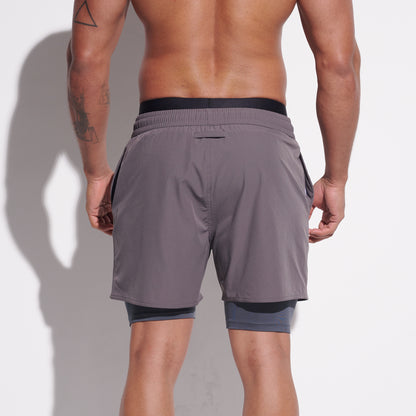 DESMIIT Men's Quick‑Dry 4‑Way Stretch Multi‑Functional Swim Shorts with Tight Long Inner Lining for Daily Wear Gym Aerobics B3358