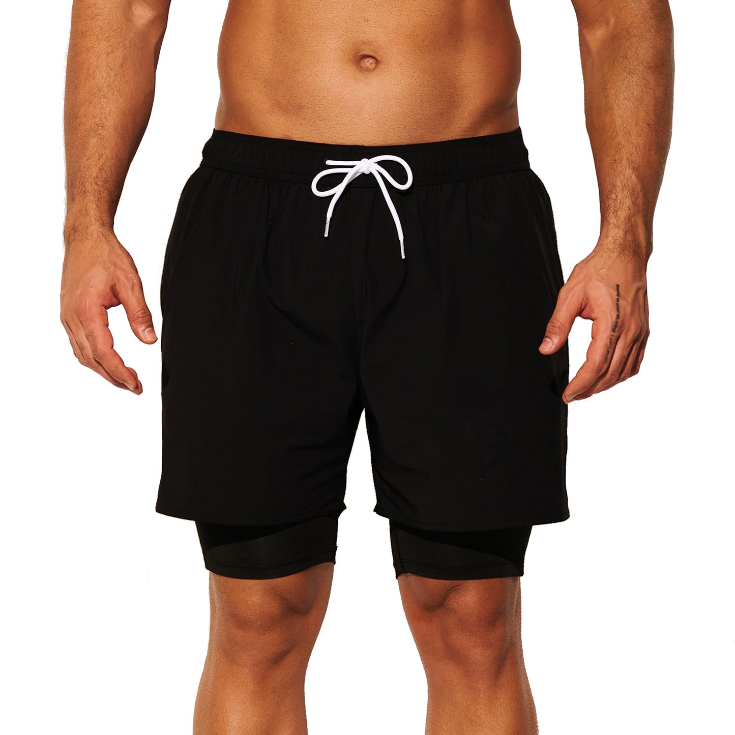 DESMIIT Men's uick‑Dry 4‑Way Stretch Multi‑Functional Swim Shorts with Tight Long Inner Lining for Daily Wear, Gym, Beach & Aerobics B3465