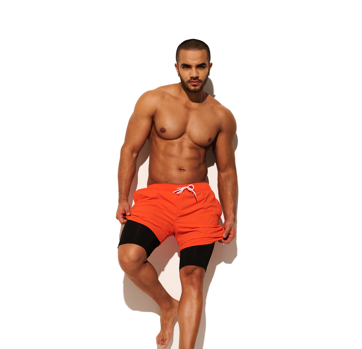 DESMIIT Men's uick‑Dry 4‑Way Stretch Multi‑Functional Swim Shorts with Tight Long Inner Lining for Daily Wear, Gym, Beach & Aerobics B3465