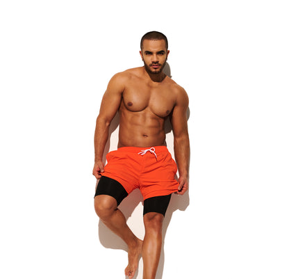 DESMIIT Men's uick‑Dry 4‑Way Stretch Multi‑Functional Swim Shorts with Tight Long Inner Lining for Daily Wear, Gym, Beach & Aerobics B3465