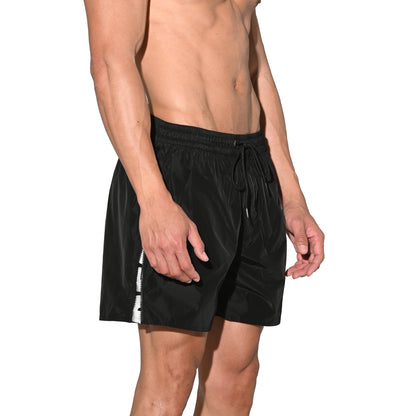DESMIIT Men’s Short‑Cut Lightweight Quick‑Dry Drawstring Board Shorts with Zippered Pockets for Aerobics Beach Casual Outings B3571