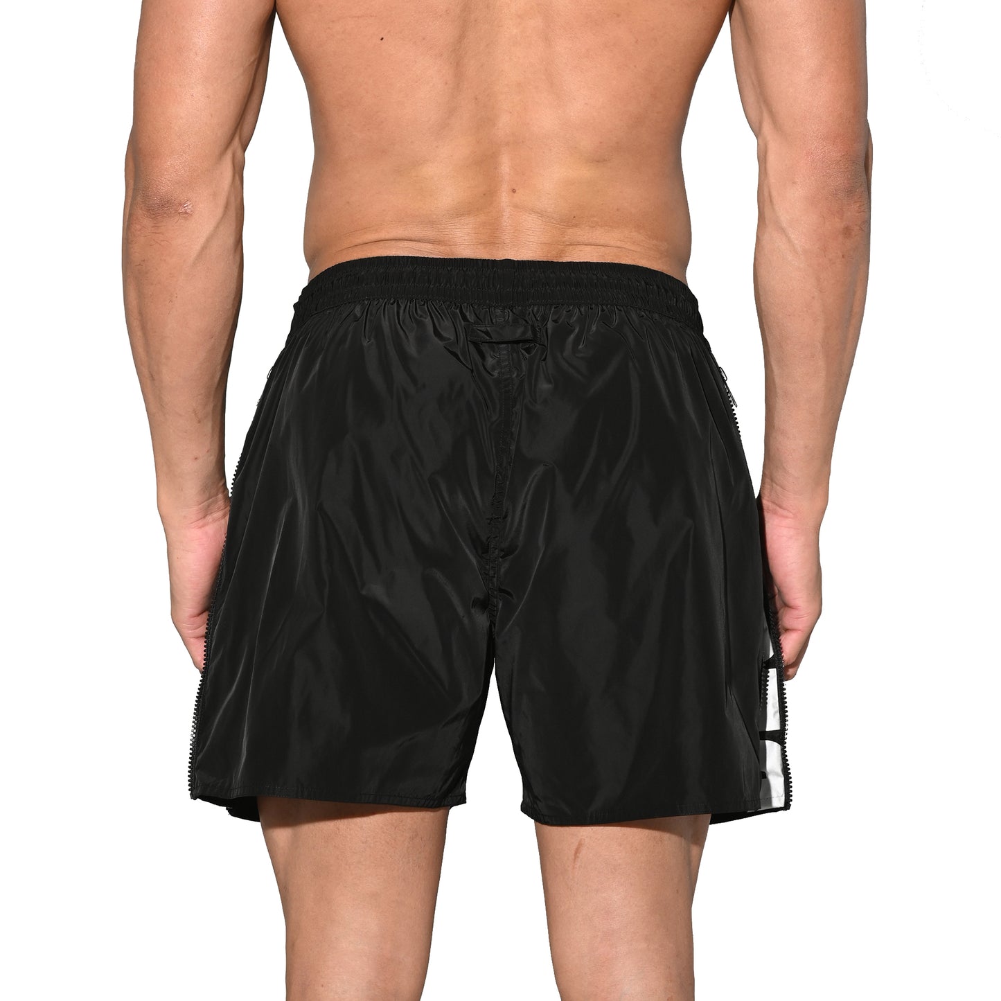 DESMIIT Men’s Short‑Cut Lightweight Quick‑Dry Drawstring Board Shorts with Zippered Pockets for Aerobics Beach Casual Outings B3571
