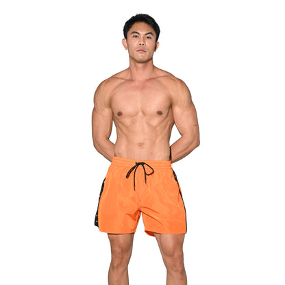 DESMIIT Men’s Short‑Cut Lightweight Quick‑Dry Drawstring Board Shorts with Zippered Pockets for Aerobics Beach Casual Outings B3571