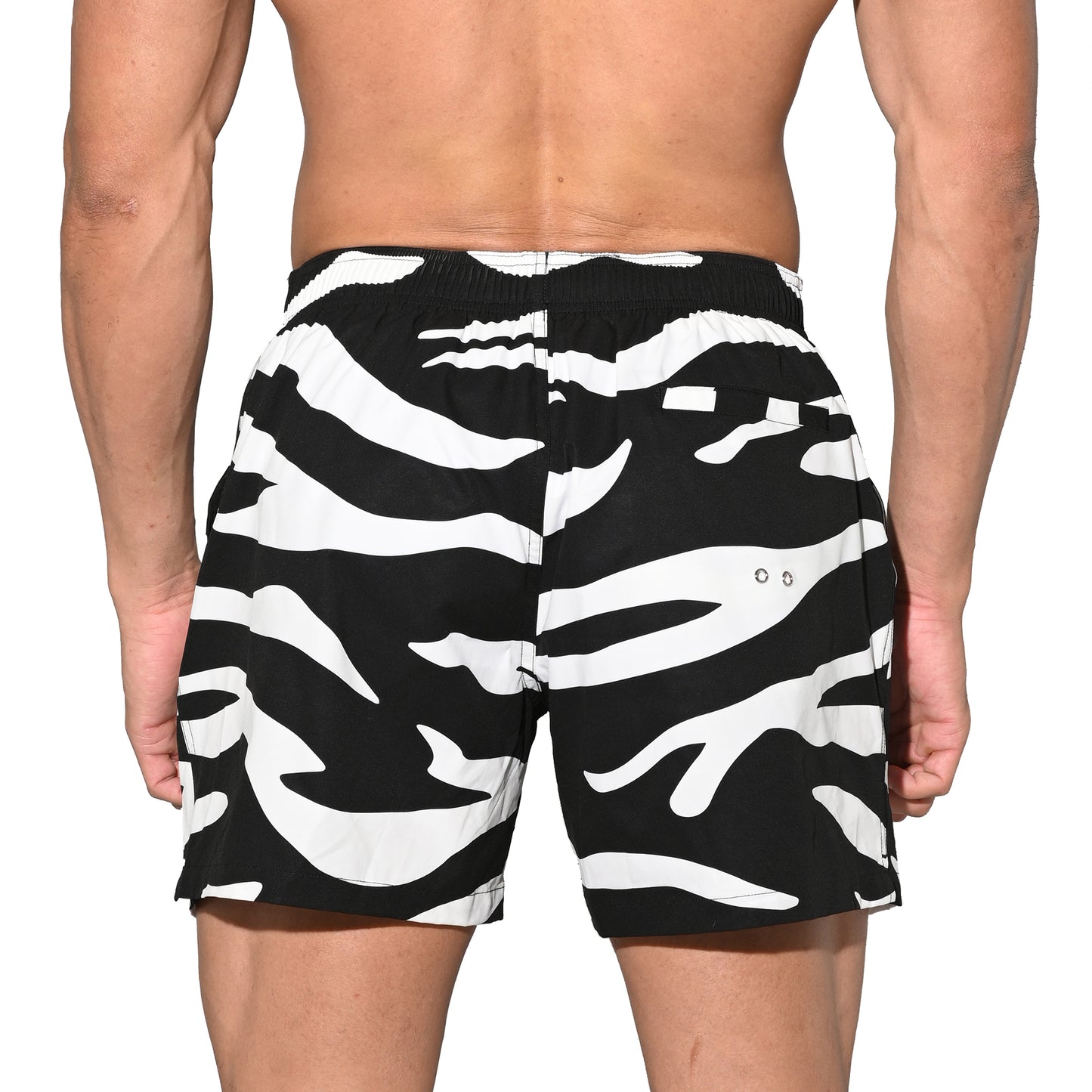 Men's Lightweight Quick-Dry Drawstring Aerobics Camouflage Pocket Board Shorts B3574