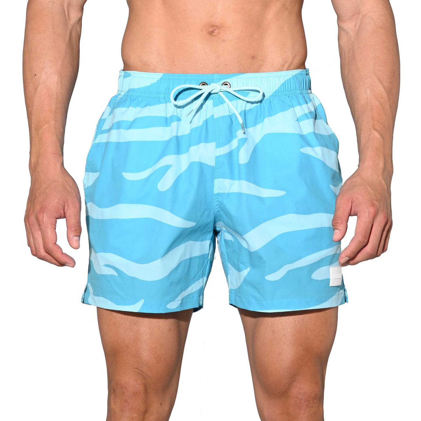 Men's Lightweight Quick-Dry Drawstring Aerobics Camouflage Pocket Board Shorts B3574