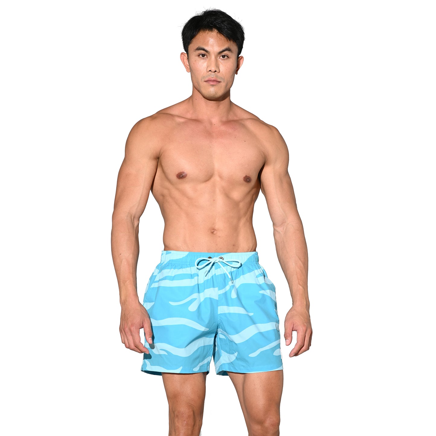 Men's Lightweight Quick-Dry Drawstring Aerobics Camouflage Pocket Board Shorts B3574