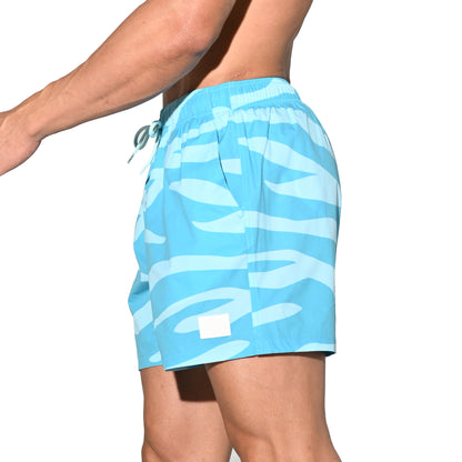 Men's Lightweight Quick-Dry Drawstring Aerobics Camouflage Pocket Board Shorts B3574