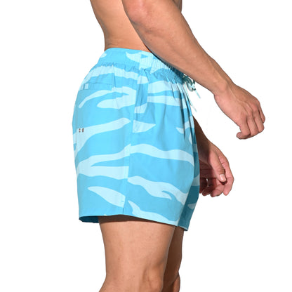 Men's Lightweight Quick-Dry Drawstring Aerobics Camouflage Pocket Board Shorts B3574