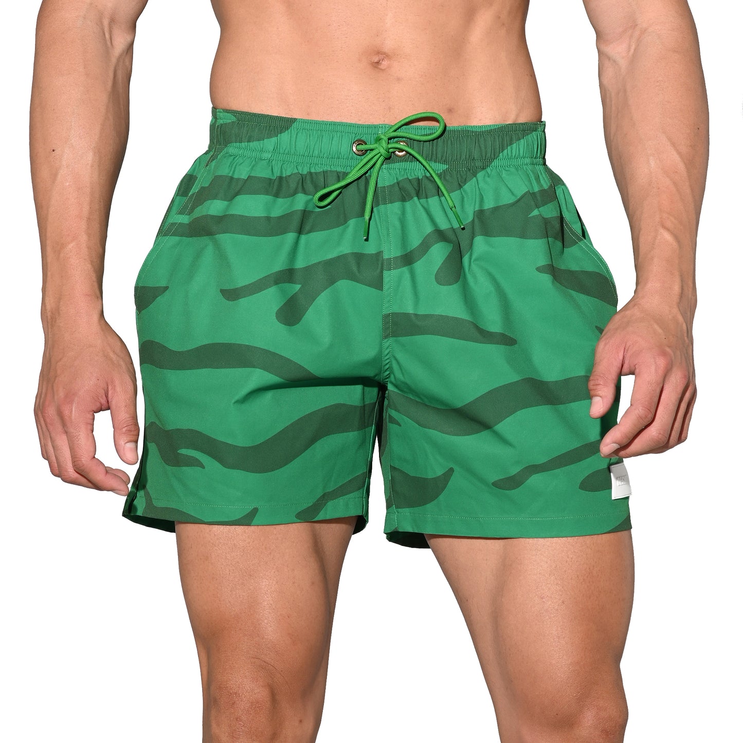Men's Lightweight Quick-Dry Drawstring Aerobics Camouflage Pocket Board Shorts B3574