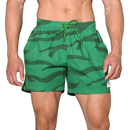 Men's Lightweight Quick-Dry Drawstring Aerobics Camouflage Pocket Board Shorts B3574