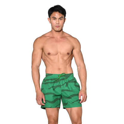 Men's Lightweight Quick-Dry Drawstring Aerobics Camouflage Pocket Board Shorts B3574
