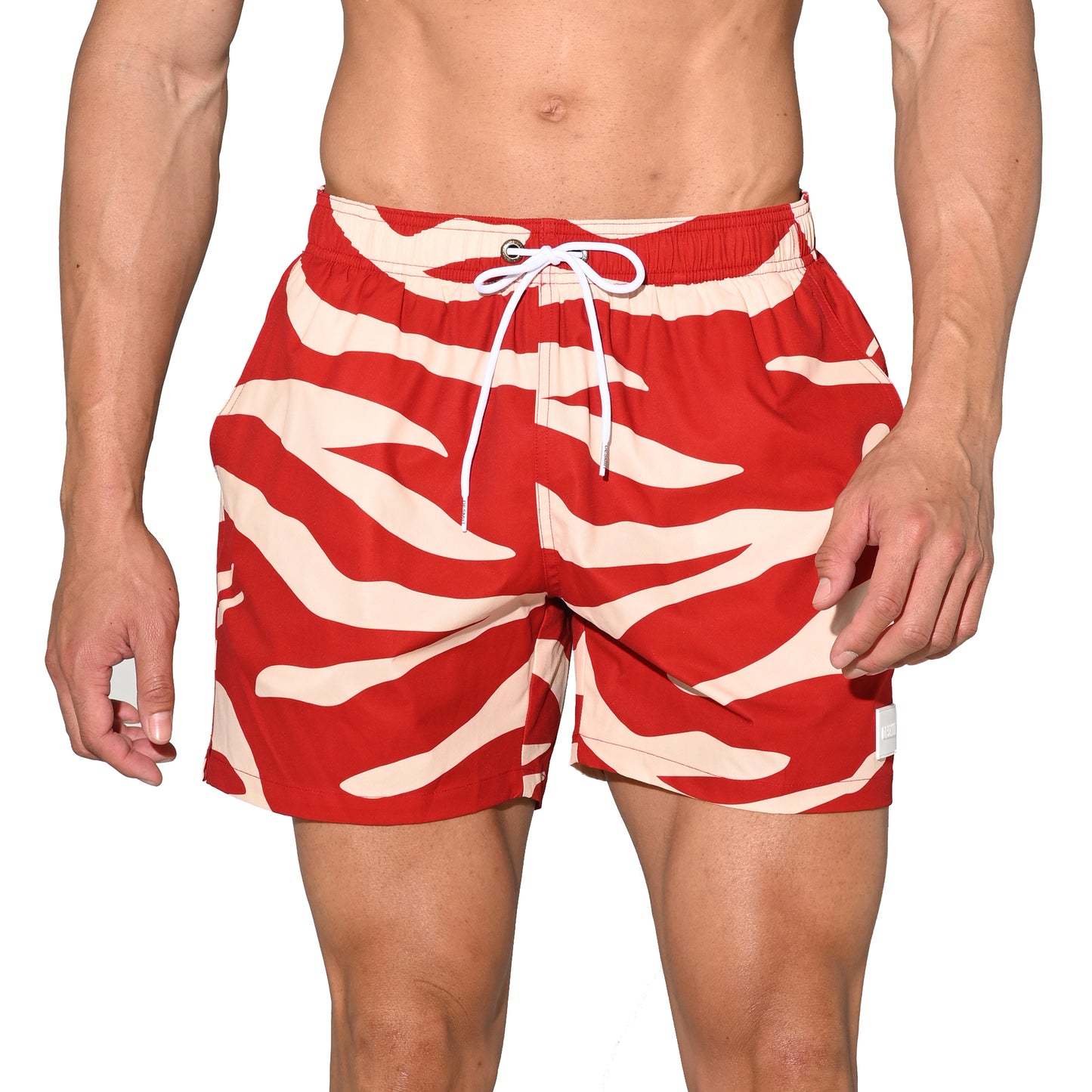 Men's Lightweight Quick-Dry Drawstring Aerobics Camouflage Pocket Board Shorts B3574