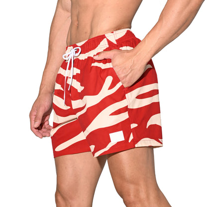 Men's Lightweight Quick-Dry Drawstring Aerobics Camouflage Pocket Board Shorts B3574