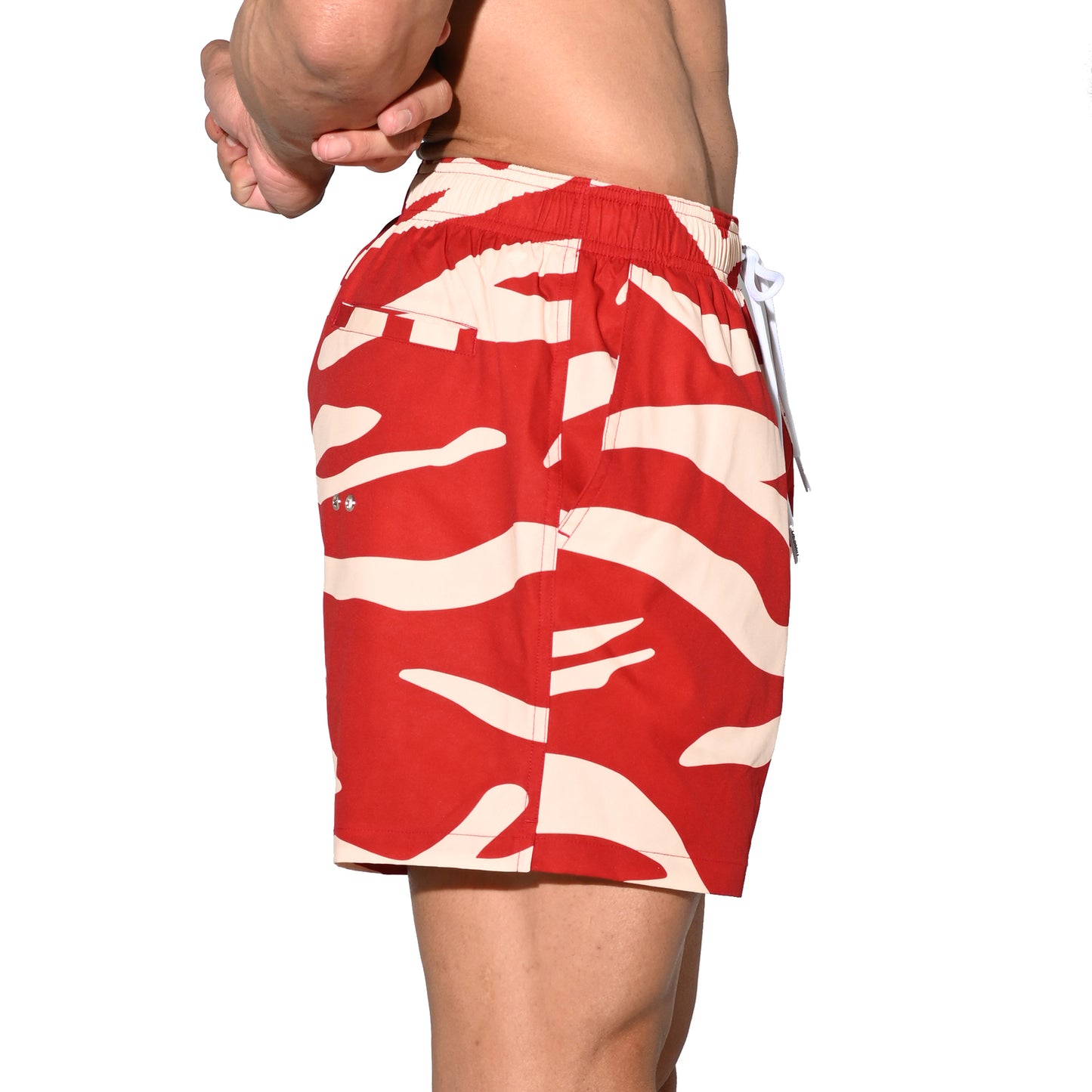 Men's Lightweight Quick-Dry Drawstring Aerobics Camouflage Pocket Board Shorts B3574