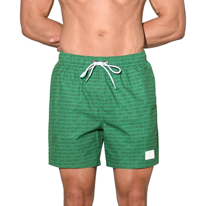 DESMIIT Men's Lightweight Quick Dry Letter Print Drawstring Board Shorts with Pockets for Aerobics B3575