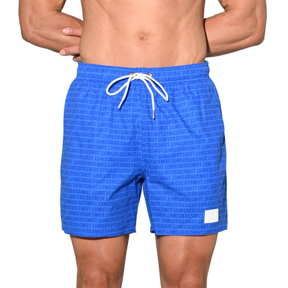DESMIIT Men's Lightweight Quick Dry Letter Print Drawstring Board Shorts with Pockets for Aerobics B3575