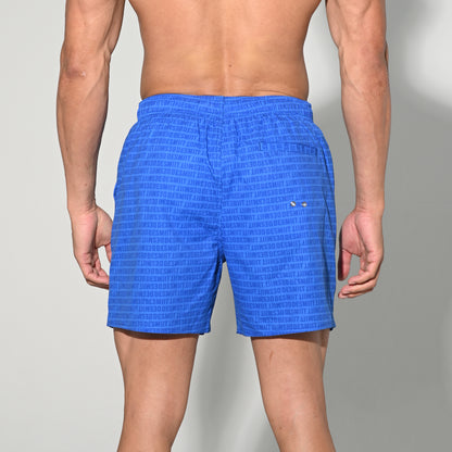 DESMIIT Men's Lightweight Quick Dry Letter Print Drawstring Board Shorts with Pockets for Aerobics B3575