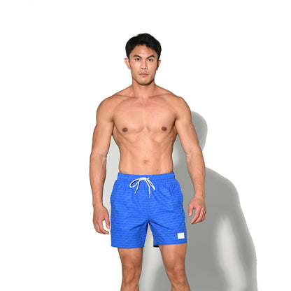 DESMIIT Men's Lightweight Quick Dry Letter Print Drawstring Board Shorts with Pockets for Aerobics B3575
