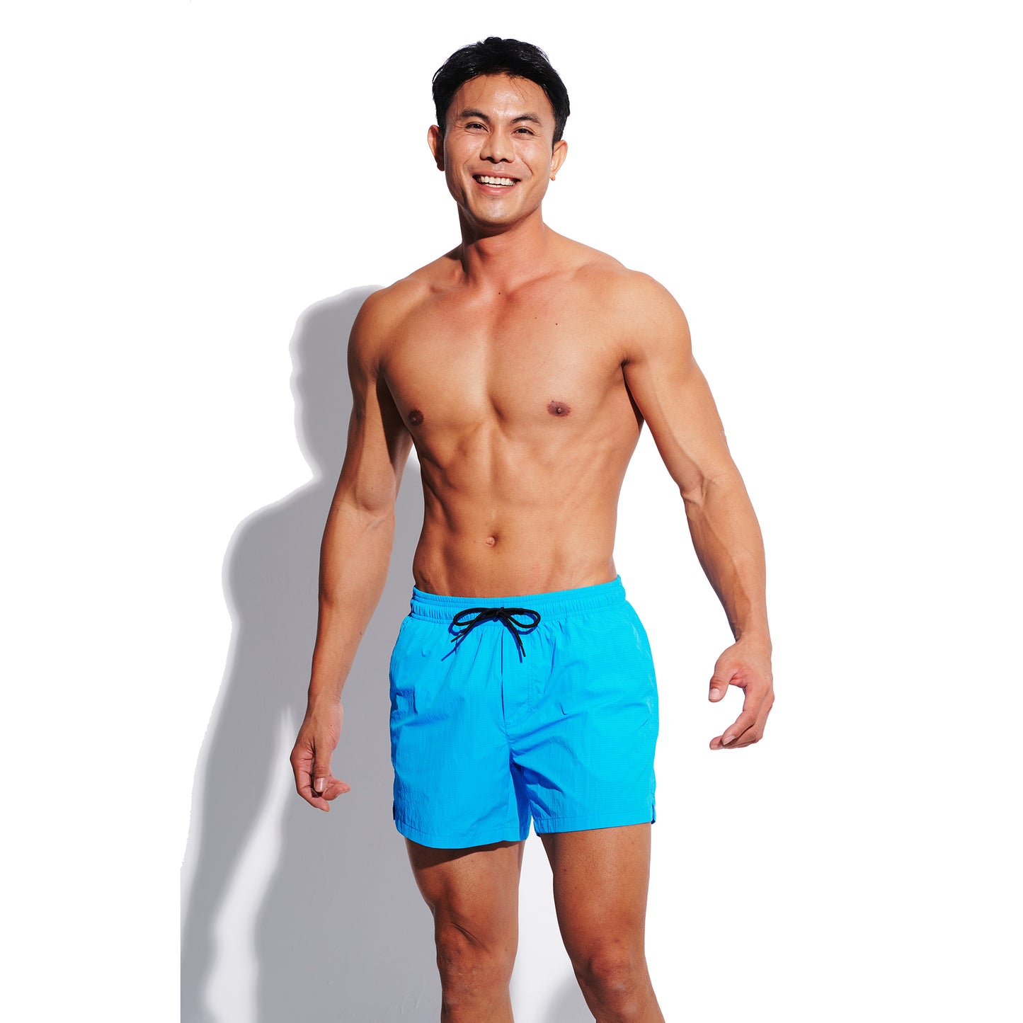 Men's Solid Dark Grid Swim Shorts, Water-Repellent Quick-Dry Board Shorts with Pockets, Soft Portable Athletic Trunks B3681