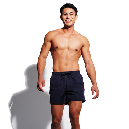 Men's Solid Dark Grid Swim Shorts, Water-Repellent Quick-Dry Board Shorts with Pockets, Soft Portable Athletic Trunks B3681
