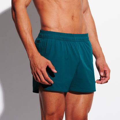 DESMIIT Men's Solid Color Board Shorts 4-Way Stretch Feather Light Quick Dry Shorts for Beach Gym and Aerobics B3682
