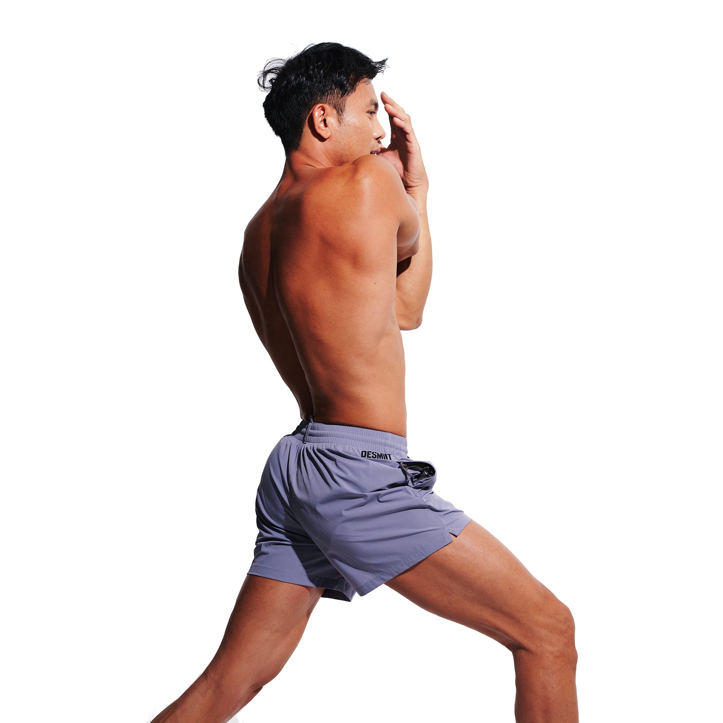 Men's Solid Ultra Short Athletic Swim Shorts, High Stretch Soft Quick-Dry Board Shorts with Pockets & Brief Liner B3683