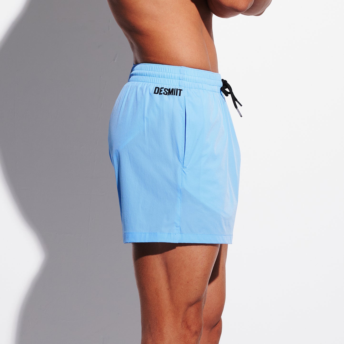Men's Solid Ultra Short Athletic Swim Shorts, High Stretch Soft Quick-Dry Board Shorts with Pockets & Brief Liner B3683