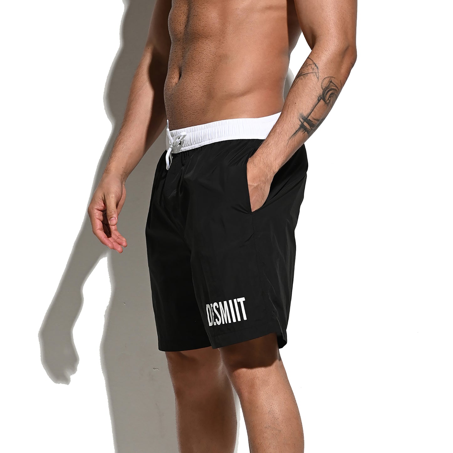 Men's Solid Color Drawstring Board Shorts | Quick-Dry Portable Sports Swimwear with Pockets B4114