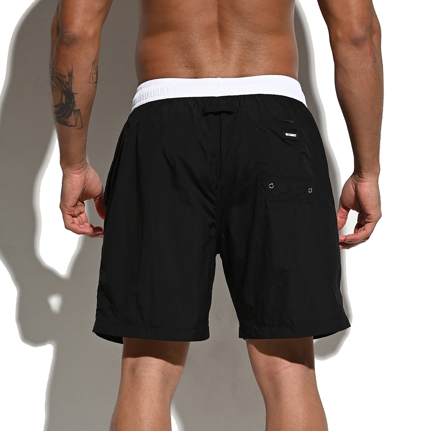 Men's Solid Color Drawstring Board Shorts | Quick-Dry Portable Sports Swimwear with Pockets B4114
