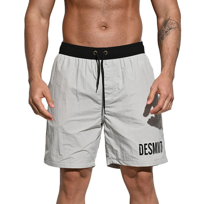 Men's Solid Color Drawstring Board Shorts | Quick-Dry Portable Sports Swimwear with Pockets B4114